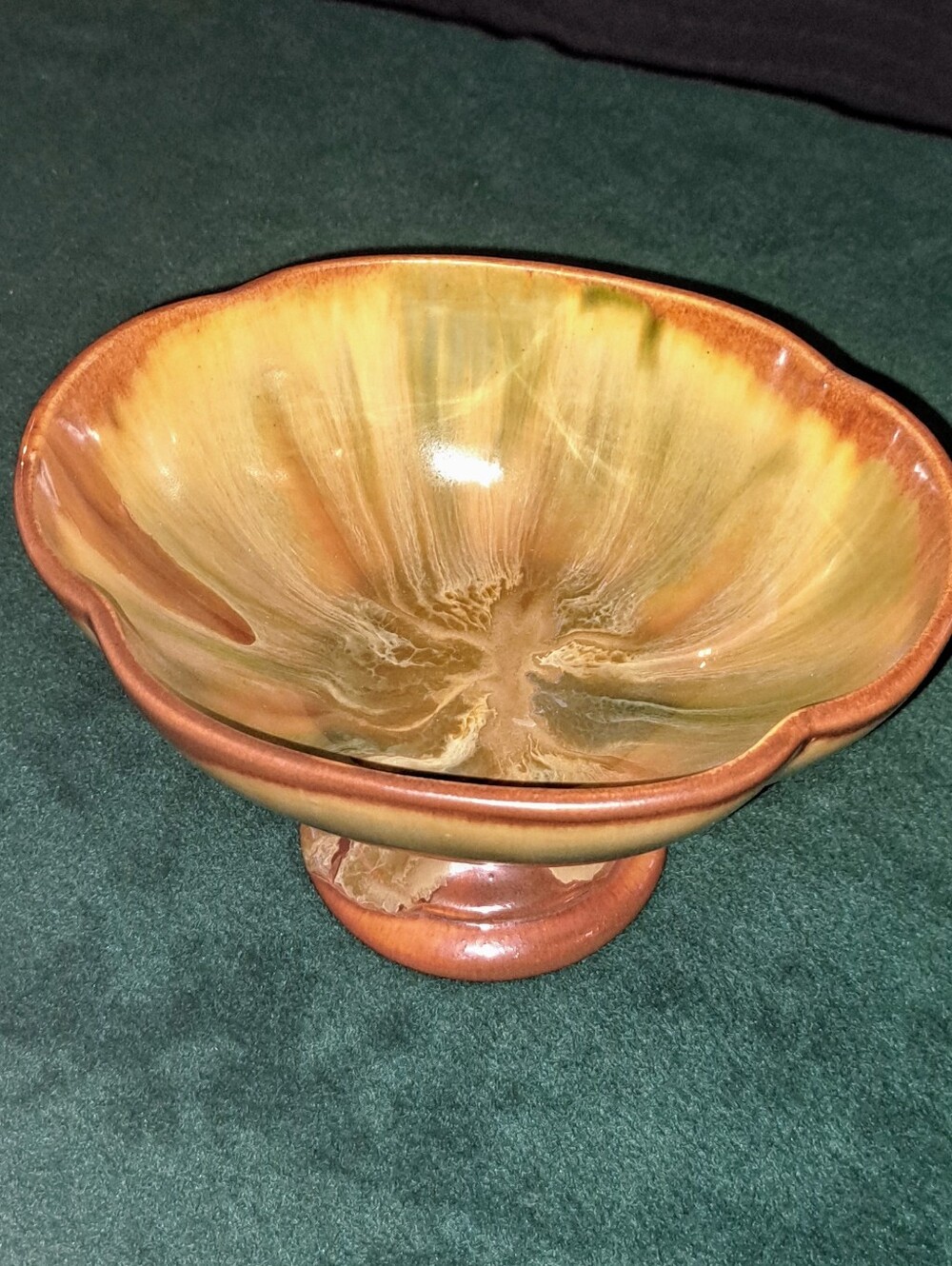 Vtg Haeger Pedestal RG114 Briar Agate Orange Green